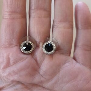 Elegant Black and Silver Stud Earrings